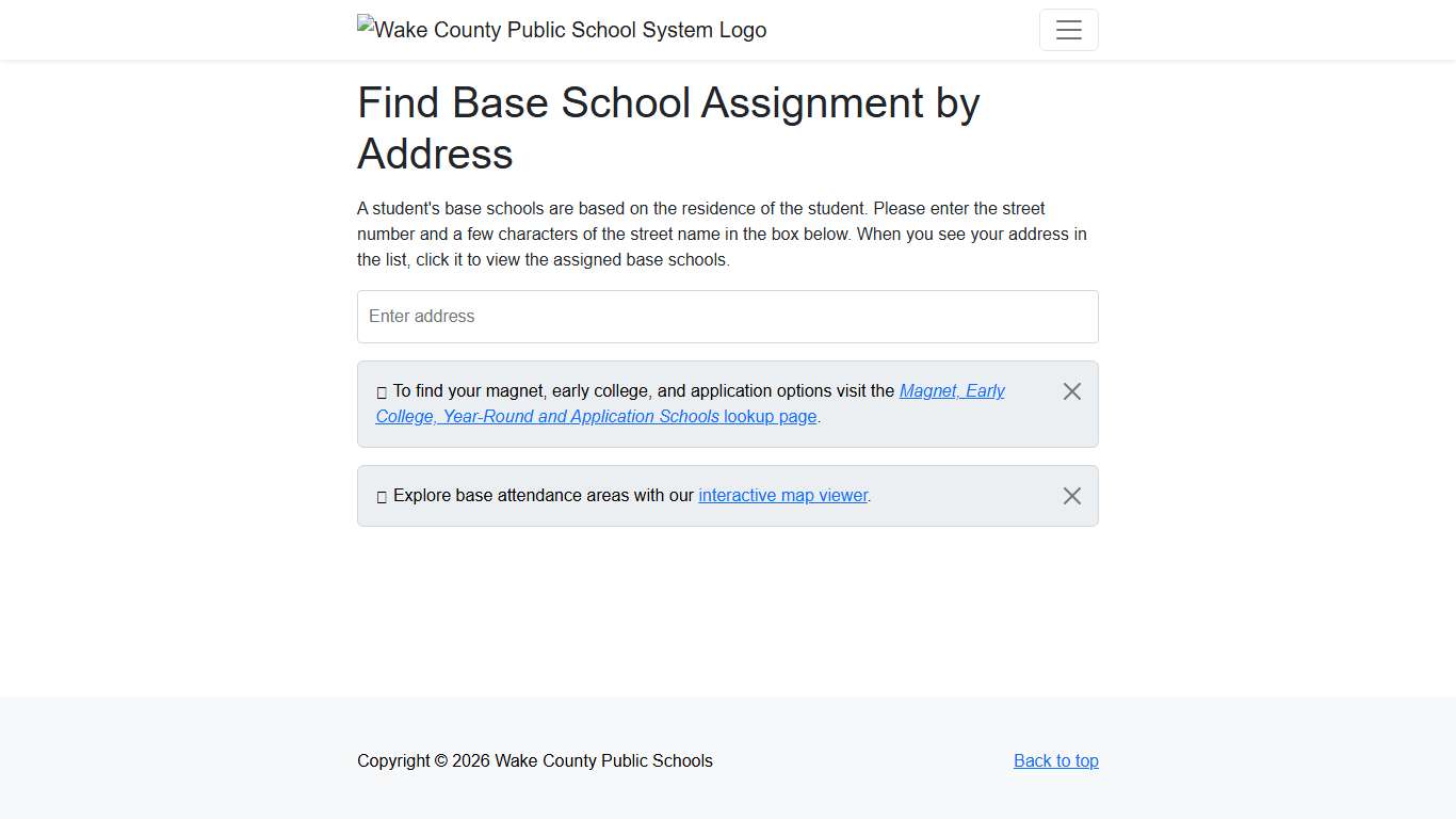 Wake County Public School System | Find Base School Assignment by Address - Lookup